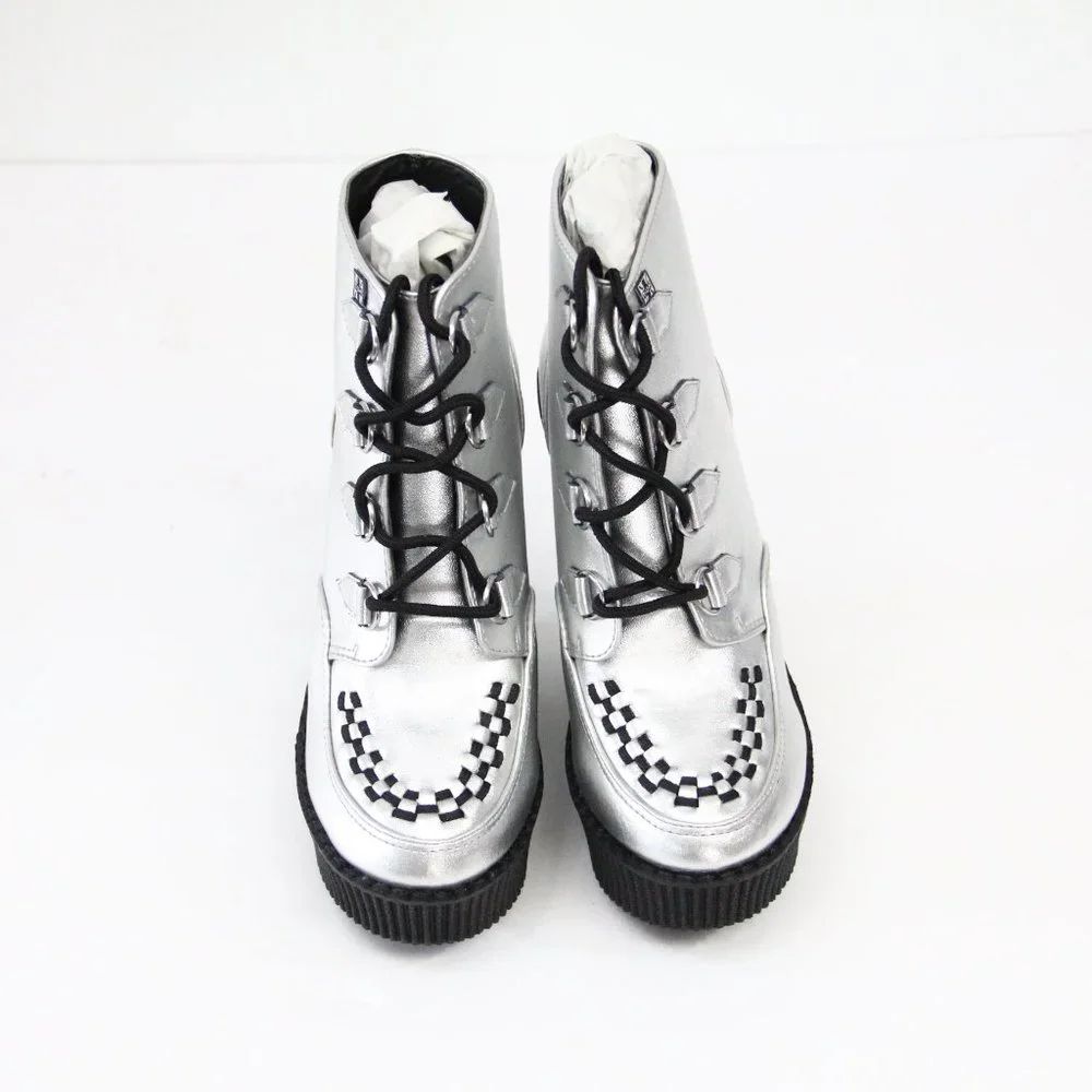 T.U.K Platform Shoes sz 6 NEW Women Creeper Bootie Ultra High Wedge